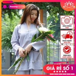 Đồ lam đi chùa nam nữ kiểu la hán màu lam MS026