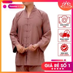 Đồ lam đi chùa cho nam vải kate màu Socola kiểu la hán MS027