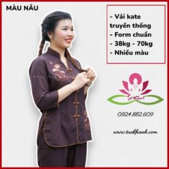 Bộ đồ Lam Đi Chùa Trang Nhã Kiểu Xẩm Thẳng Màu Nâu