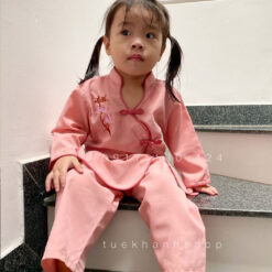 Đồ lam đi chùa bé gái kiểu xẩm xéo màu hồng dễ thương