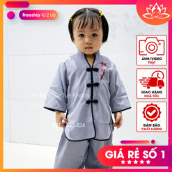 Đồ lam đi chùa bé gái kiểu xẩm thẳng màu lam dễ thương kate