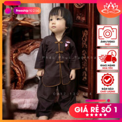 Đồ lam đi chùa bé gái kiểu xẩm thẳng màu nâu dễ thương kate