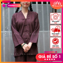 Đồ lam đi chùa nam nữ kiểu la hán màu nâu MS190K