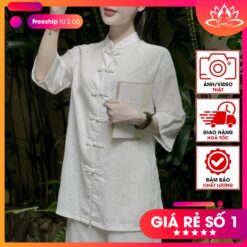 Đồ lam đi chùa vải đũi thái cổ tàu đơn giản màu trắng
