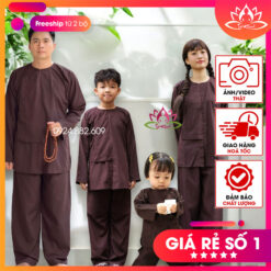 Đồ lam vạt hò nâu cho cả gia đình vải kate mịn đẹp