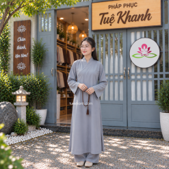 Áo tràng vải lụa tầm ý màu xám siêu mát rũ nam nữ không thêu (không quần)