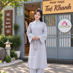 Áo tràng Phật Tử cao cấp vải Đài Loan Loại 1 màu xám