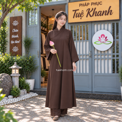 Áo tràng vải kate lụa màu nâu không thêu (không quần) MS801